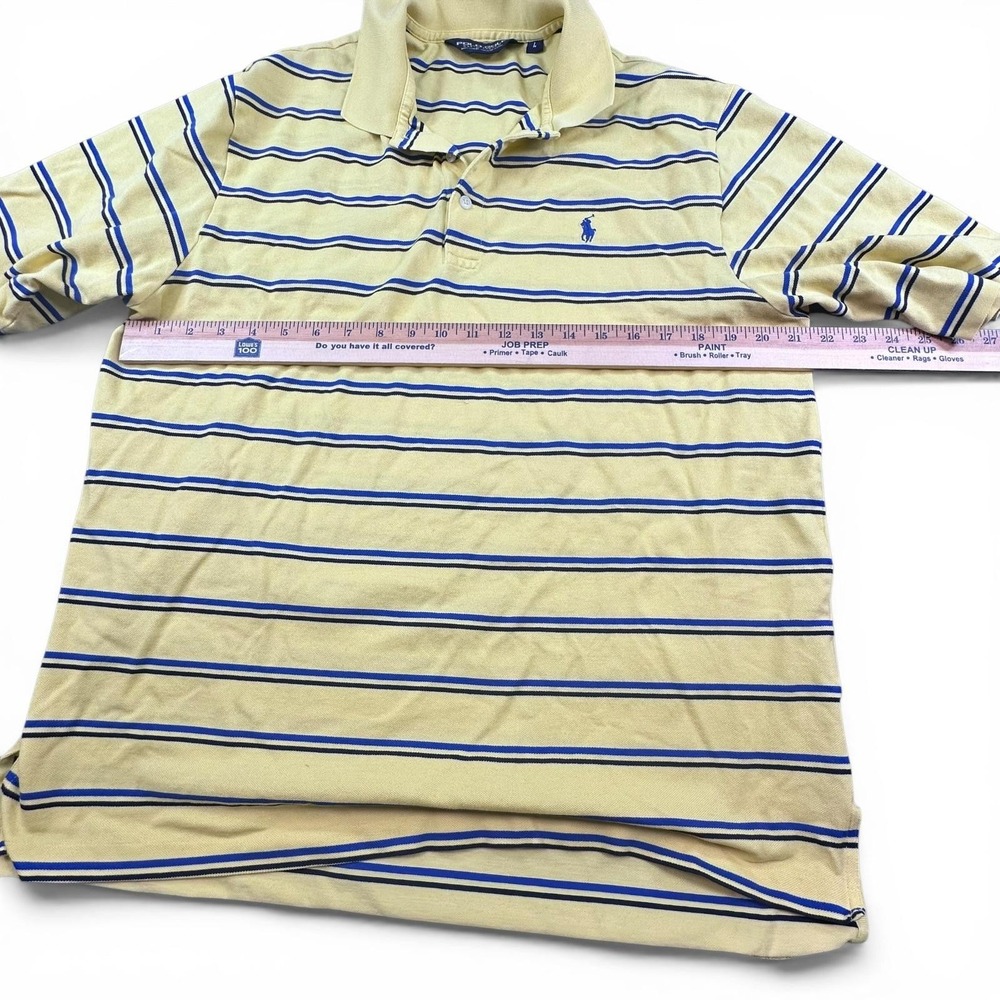 Polo‎ Ralph Lauren Polo Shirt Mens XL Yellow Striped Short Sleeve Collared Logo